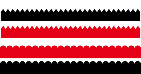 A set of Scalloped decorative ribbon or border red & white and black & White Pattern 