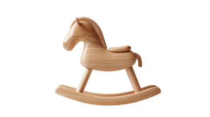 Wooden rocking horse toy, light beige/tan color