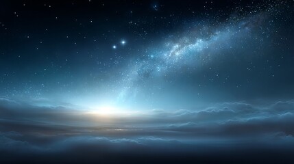 Radiant Milky Way in a Dreamy Night Sky with Shining Stars and a Touch of Dawn Light
