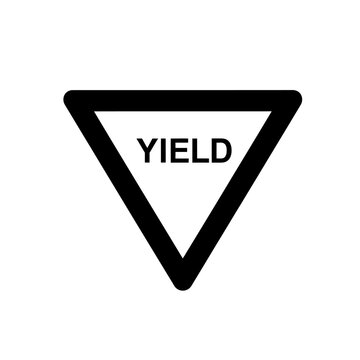Yield Icon Black White | Traffic Safety Vector | Minimalist Inverted Triangle Sign | Monochrome Road Priority Symbol