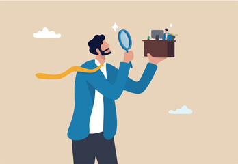 Employee monitoring in remote work, micro management watching every working steps, analyzing or evaluate employee, scanning performance or observation, businessman manager watch at employee working