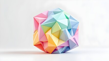 Colorful polygonal geometric shape, isolated on transparent background