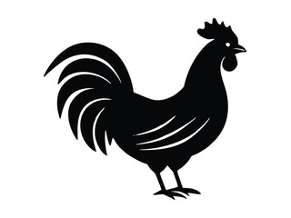 rooster vector icon in bold style on black color and white background.