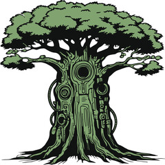 Abstract tree with roots vector illustration design