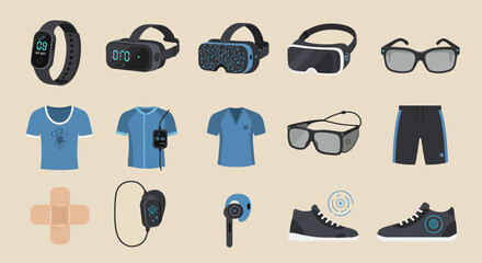 Collection of wearable technology fitness gear and medical devices