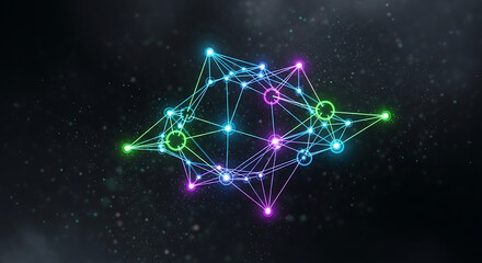 Virtual Technology Network Background With Glowing Nodes