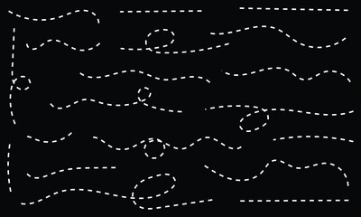 Obraz premium Hand drawn curve dotted line. Curly dotted line. Long dashed hand drawn squiggle. Dotted spiral curve line.