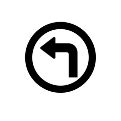 U-Turn Icon Black White | Traffic Direction Vector | Minimalist Road Navigation Symbol | Monochrome Arrow Illustration