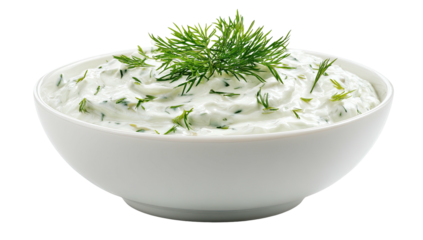 Creamy herb dip in a white bowl