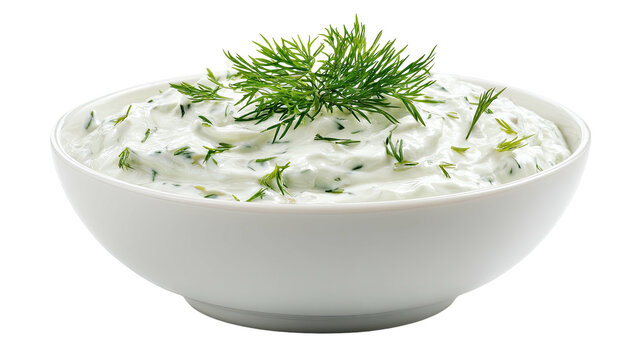 Creamy herb dip in a white bowl