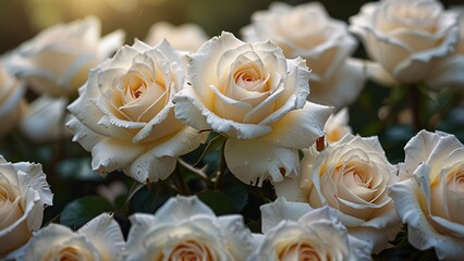 Obraz premium Closeup of Elegant White Roses in Soft Focus with Natural Light V2