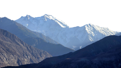 Snow Peak in Gilgit, Pakistan — Majestic Mountain Summit Covered in Pristine White Snow, Showcasing the Beauty of the Karakoram Range. Perfect for Travel Posters, Nature Backgrounds, and Adventure Lan
