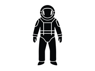 space suit vector icon in bold style on black color and white background.