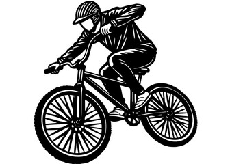 Fototapeta premium Person Riding BMX Bike Silhouette, Sports and Fitness SVG, PNG