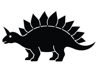 stegosaurus vector icon in bold style on black color and white background.