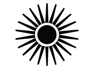 sun rays vector icon in bold style on black color and white background.