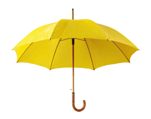 Bright yellow umbrella against black background