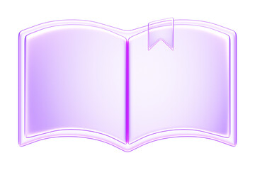 3D glassmorphism book icon with bookmark. Symbol of knowledge, reading, literature, and study. Perfect for education and learning design projects