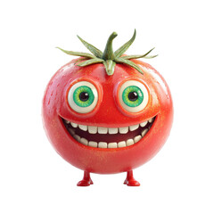 Obraz premium Happy Tomato Cartoon Character Vegetable Fun Food Illustration isolated on a white background