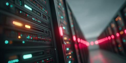 Server Management in a Tech Environment with Futuristic Lighting