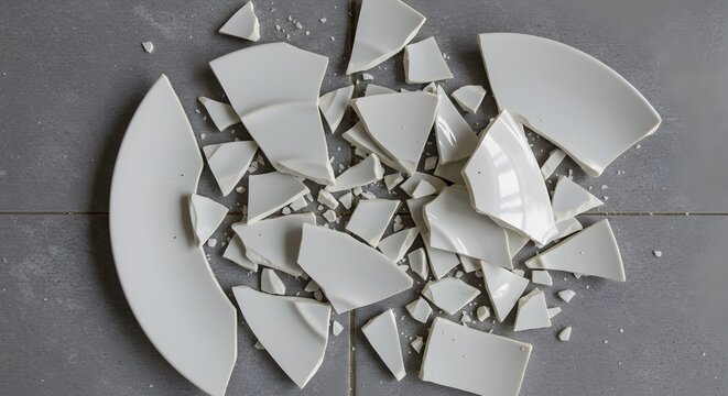 Broken plate fragments