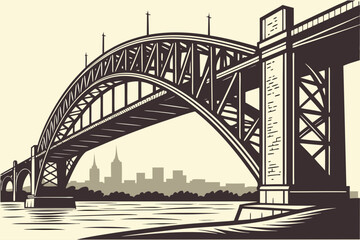 Obraz premium Eads Bridge in St. Louis, Missouri, historic steel arch bridge across Mississippi with city skyline backdrop