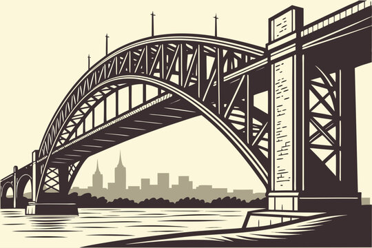 Eads Bridge in St. Louis, Missouri, historic steel arch bridge across Mississippi with city skyline backdrop