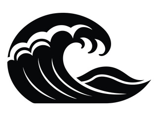 tsunami vector icon in bold style on black color and white background.