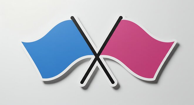 Crossed flags blue pink