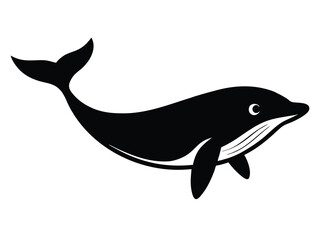 whale vector icon in bold style on black color and white background.