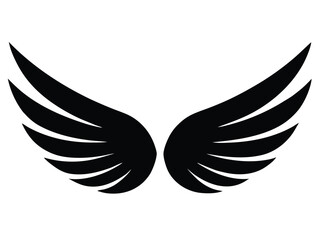 wing vector icon in bold style on black color and white background.