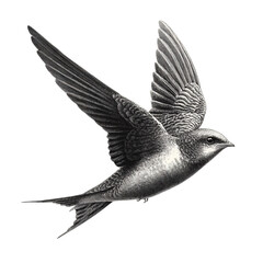 Bird swift illustration soaring gracefully with spread wings on a transparent background