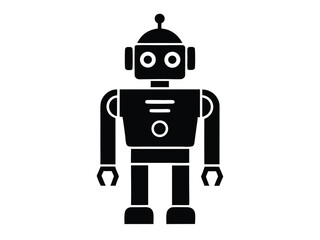 ai robot vector icon in bold style on black color and white background.