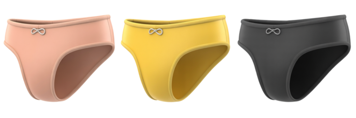 Collection of women's comfortable cotton bikini underwear briefs in three colors

