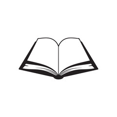 Open book silhouette vector flat illustration design on white background