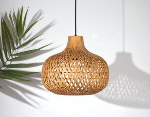 Light fixture with natural wood weave