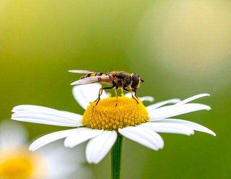 Close-up of hoverfly on daisy