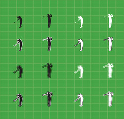 Collection silhouette icon of golfer playing golf sport icon set striking swinging