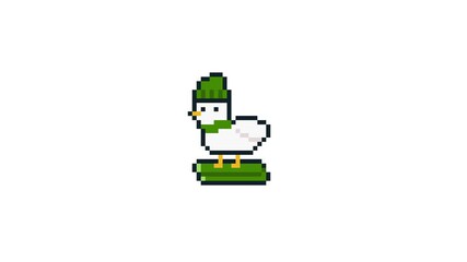 8-bit pixel art duck ski. winter sports animation. looped animation 4k 30fps - Powered by Adobe