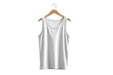 Plain white sleeveless tank top isolated on transparent background