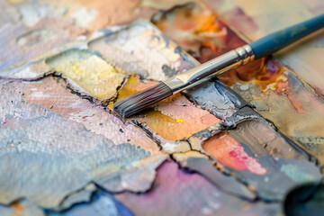 Fototapeta premium A painter's palette showcasing an array of vibrant colors and artistic expression
