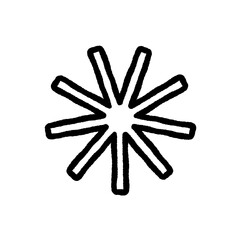 Doodle snowflake. Snowflake icon. Star icon. Doodle star.