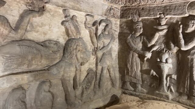 Relief of Anubis mummifying a body, Catacombs of Kom El Shoqafa, Alexandria
