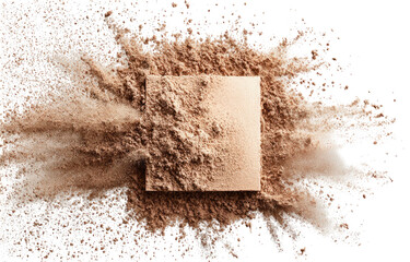 Powder explosion around a square block