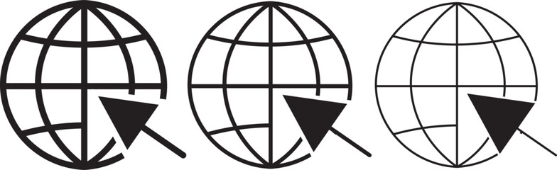 Click to go to website or internet line art icon.   globe search line art  