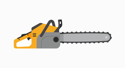 Naklejka premium Modern Yellow & Gray Chainsaw Vector Illustration for Woodcutting and Landscaping Projects