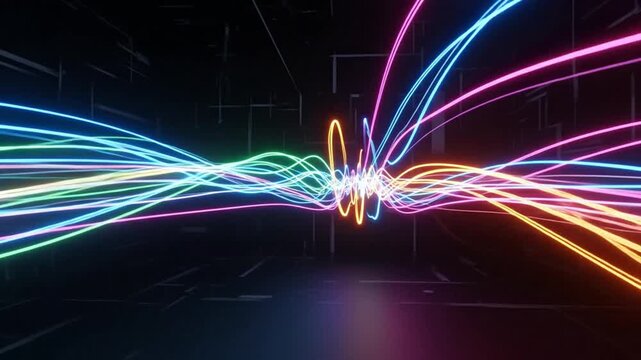 Abstract Visualization of Data Flow Dynamic Lines and Digital Connectivity