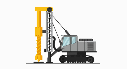 Modern Crawler Drilling Rig Vector Illustration for Foundation and Geotechnical Engineering