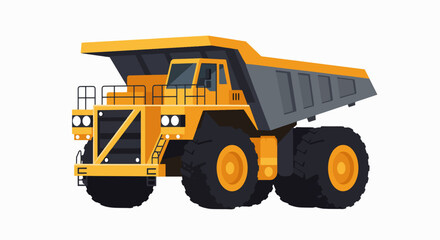Heavy Duty Hauler: Yellow Mining Dump Truck Vector Illustration