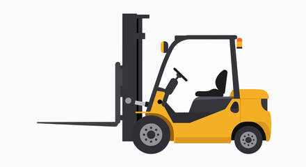 Vibrant Yellow Forklift Truck Isolated Vector Illustration on White